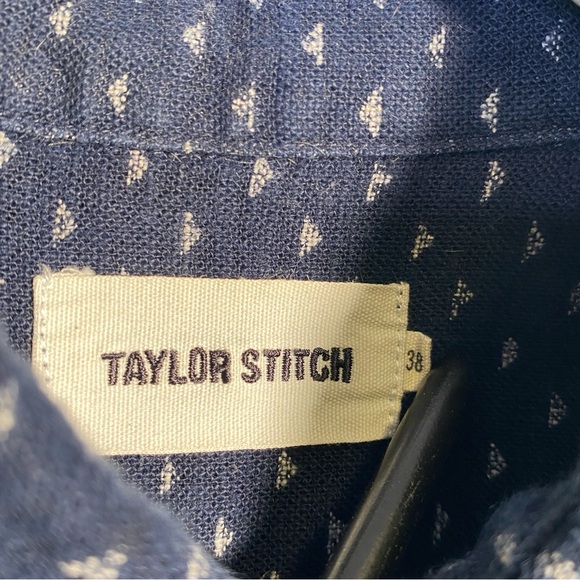 Taylor Stitch 38 Small Men’s Large Triangle Pattern Button Front Shirt Cotton - Picture 6 of 9